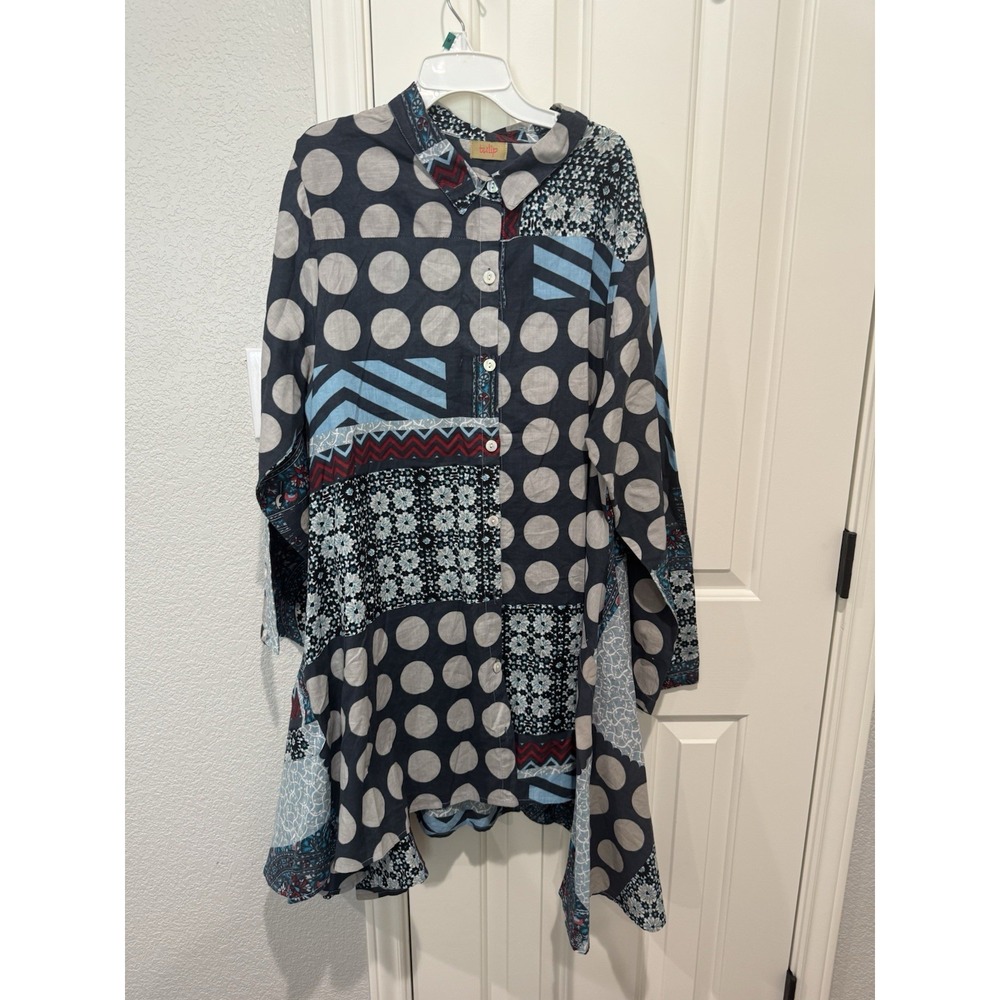 Tulip Funky Dress Tunic Top Asymmetrical Polka Dot Art Teacher Large